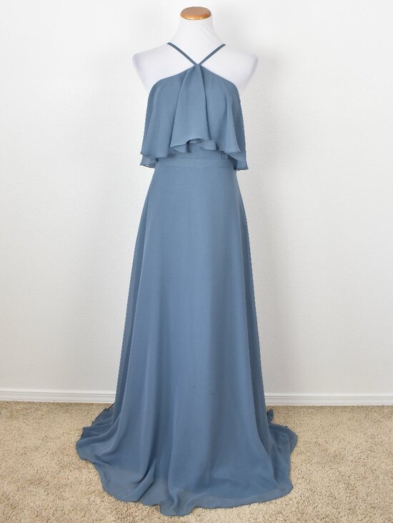 Azazie Dresses & Skirts - Azazie TWILIGHT BLUE Halter Y-Neck Flutter Chiffon Dress - 8